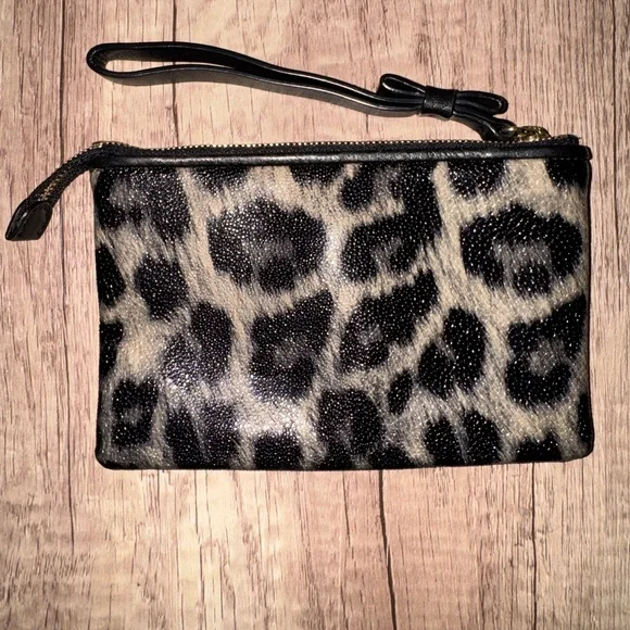 Kate Spade Leopard Wristlet Animal Print Y2K Glam Small Zip Pouch Bag - Picture 2 of 9